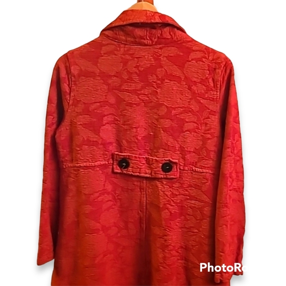 CMC Color Me Cotton Orange Floral Tapestry Coat - Picture 8 of 10